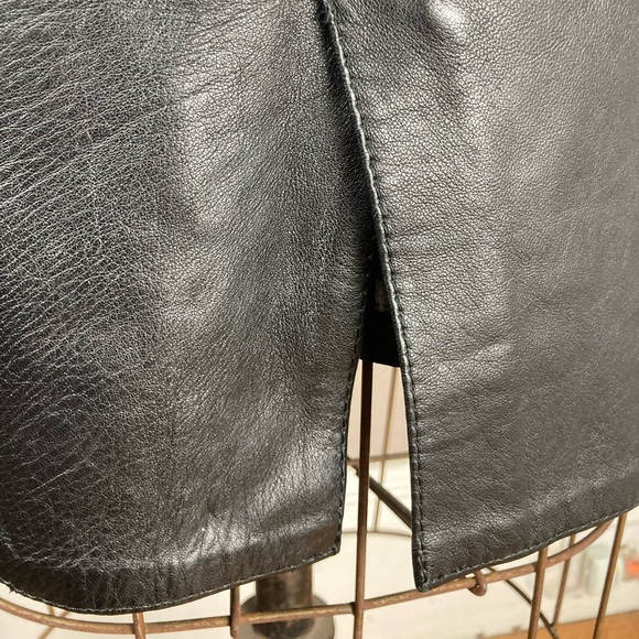 Black Leather Midi Skirt - Made in Italy - 27”W - Picture 11 of 14